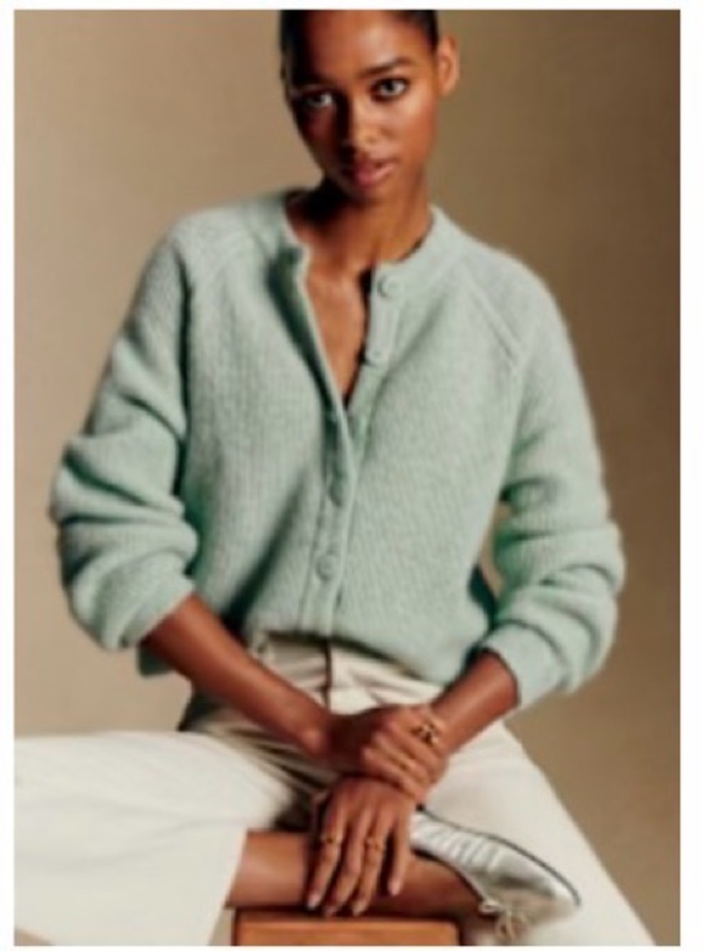 Sezane OTHELLO cardigan in sea green